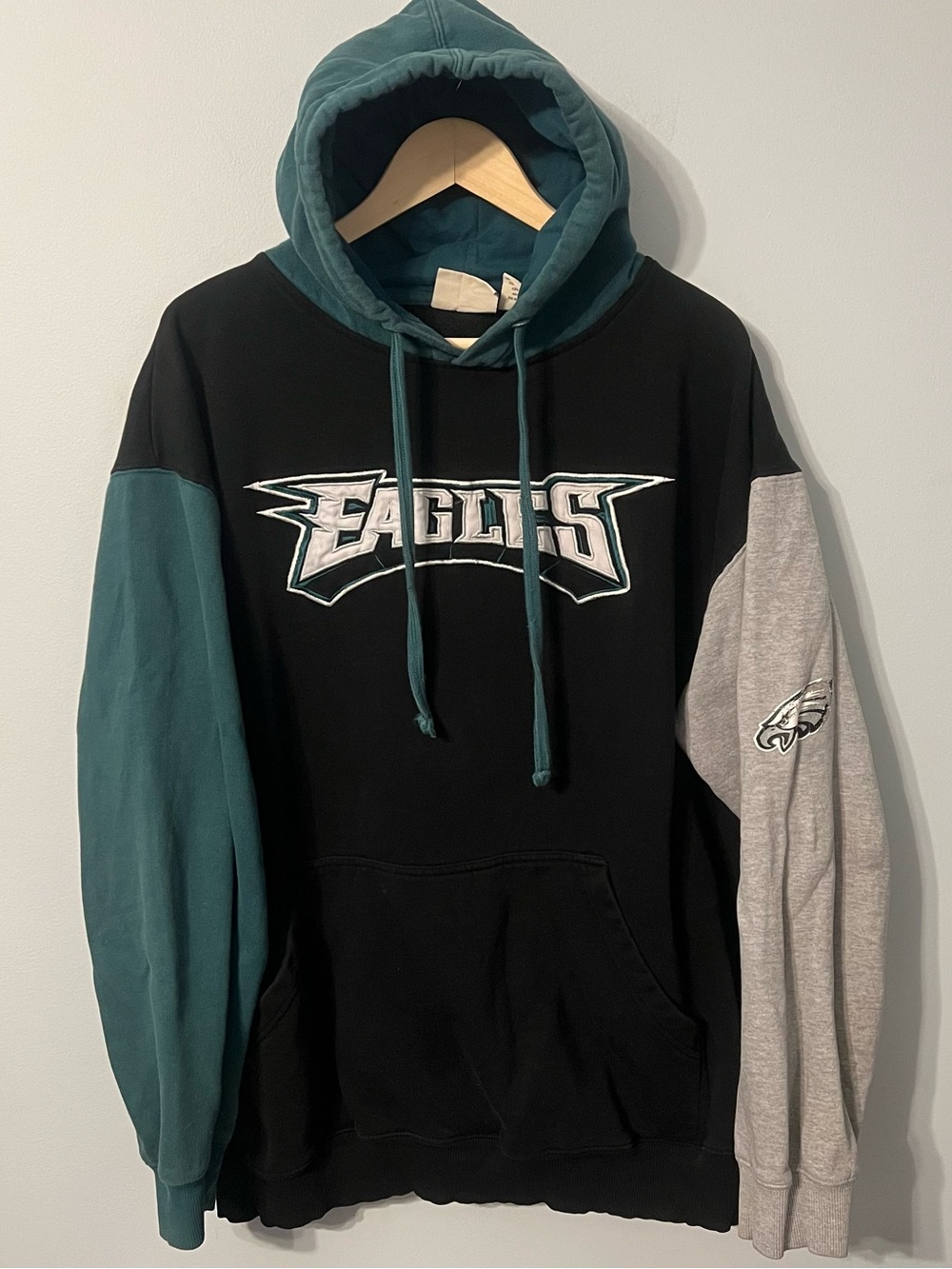 Philadelphia Eagles Colorblock Hoodie Mens 3XLT Black Big & Tall Sweatshirt NFL